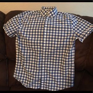 Express short sleeve small blue button up